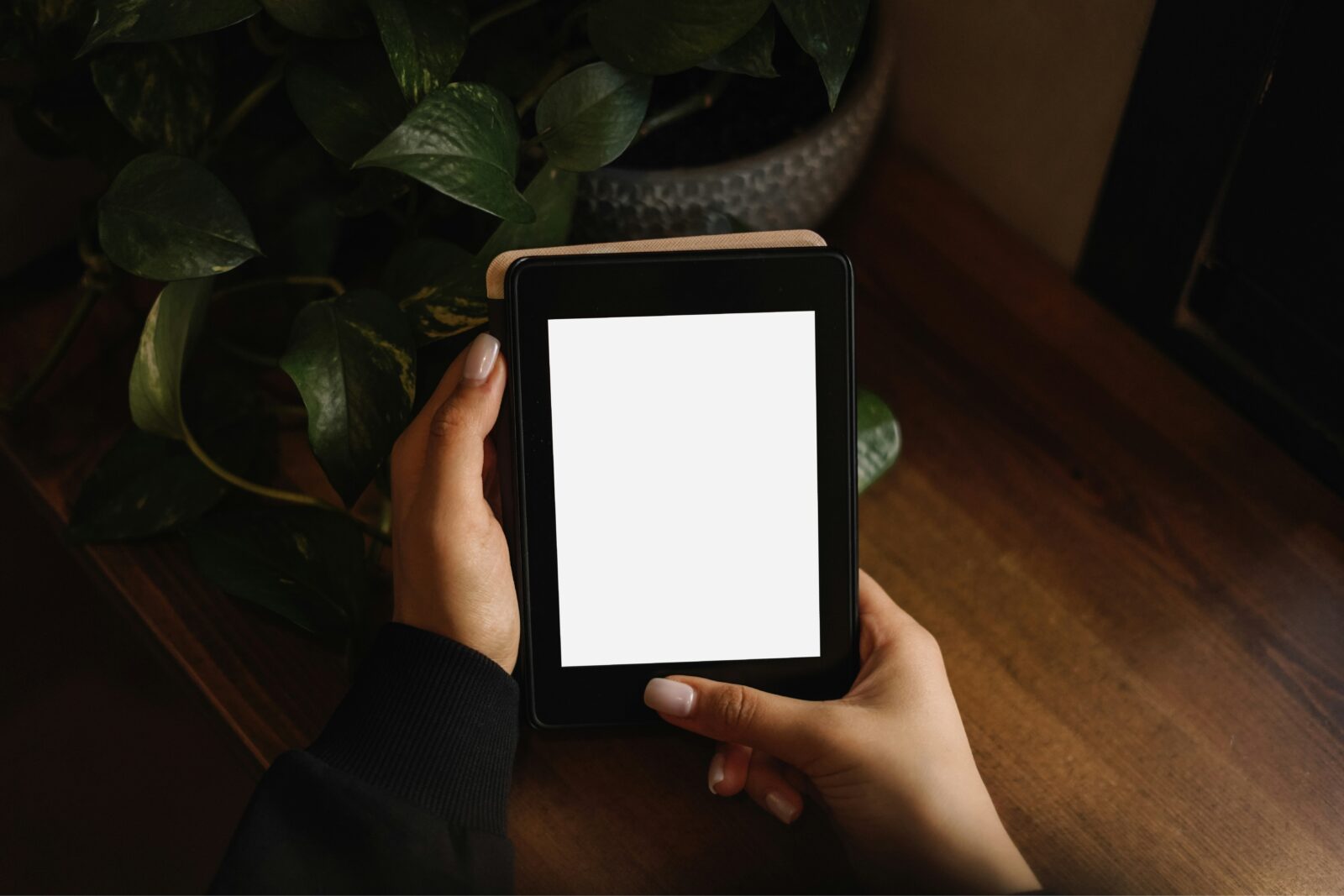 Free library at home; digital library introduced for EWS students in Mumbai A person holding a tablet computer with a blank white screen