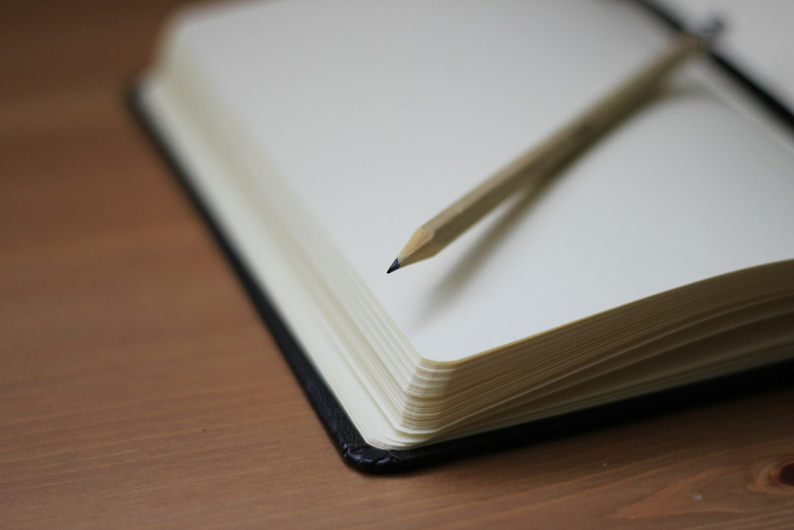 Pencil resting on a book in shallow focus