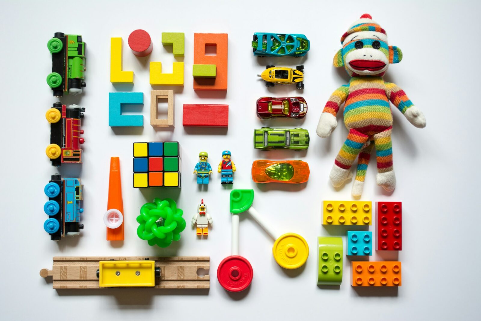 Multicoloured learning toys for young children