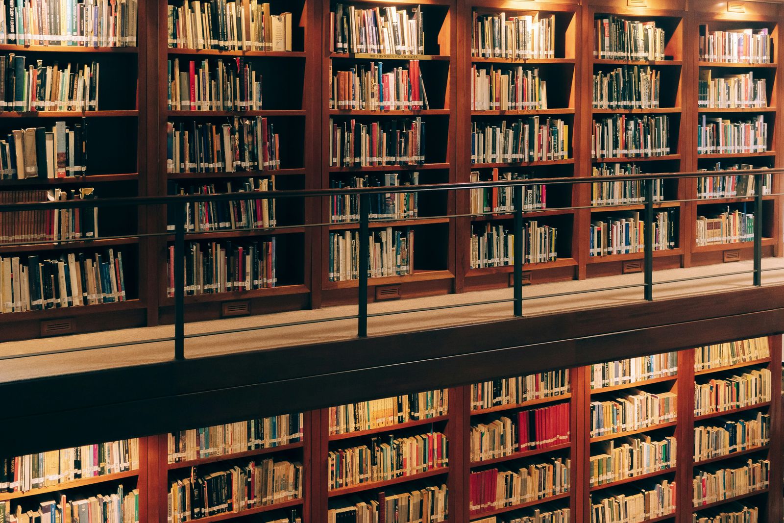 Shelves of books in a library